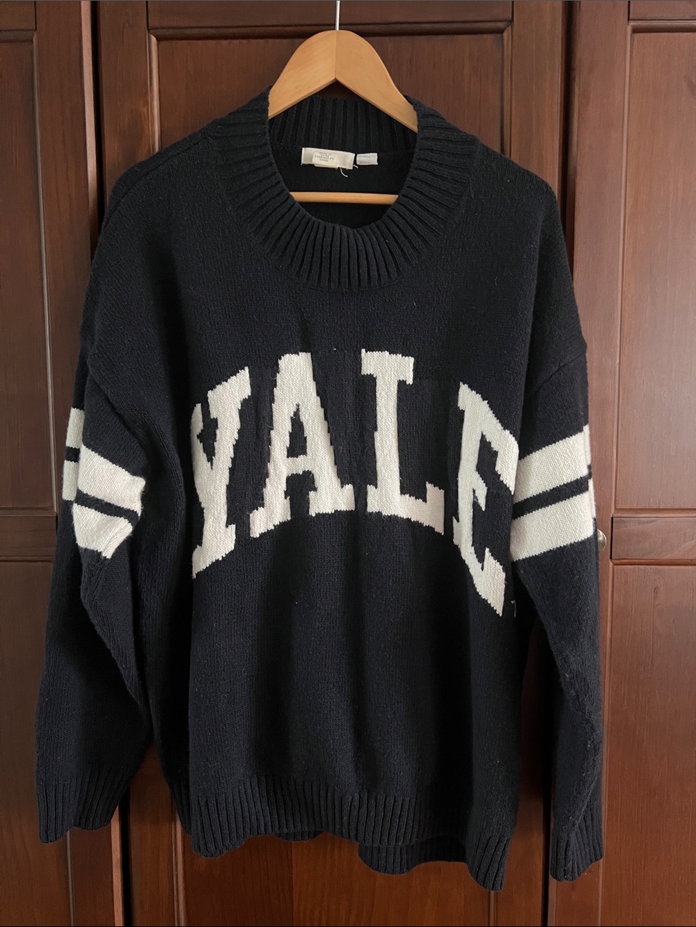H&M x Yale University Navy Oversized Mock Sweater M Preppy Ivy League Collegiate
